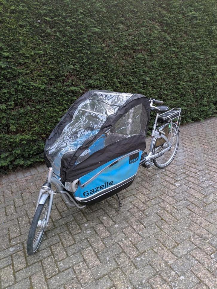 Gazelle bakfiets cabby, elektrische aandrijving met kap en h, Fietsen en Brommers, Fietsen | Bakfietsen, Gebruikt, Gazelle, 2 kinderen
