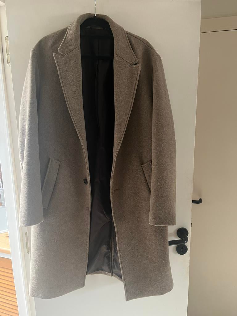 Long manteau marron clair Zara - L, Vêtements | Hommes, Costumes & Vestes, Enlèvement, Comme neuf, Taille 52/54 (L), Beige