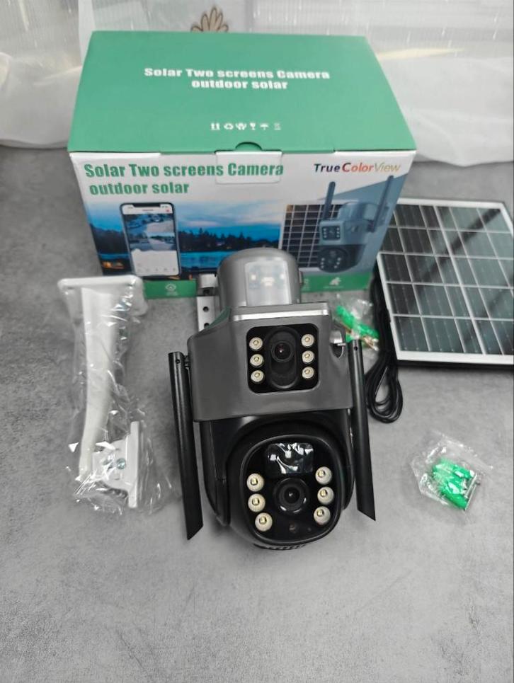 Caméra solaire extérieure WiFi avec double camera, Informatique & Logiciels, Moniteurs, Neuf, Caméra intégrée, Enlèvement ou Envoi
