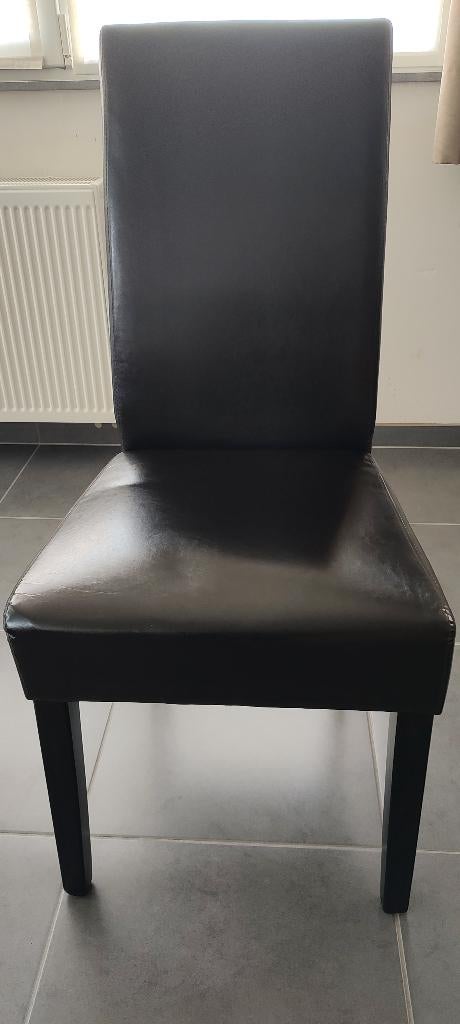 gratis set van 4 zwarte kunstleren eetkamerstoelen, Maison & Meubles, Chaises, Enlèvement, Utilisé, Quatre, Noir