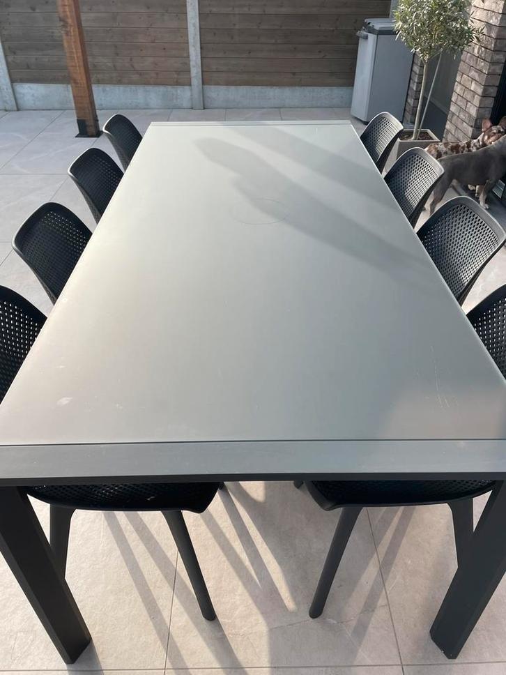 Tuintafel met 8 stoelen, Tuin en Terras, Tuintafels, Gebruikt, Rechthoekig, Aluminium, Ophalen