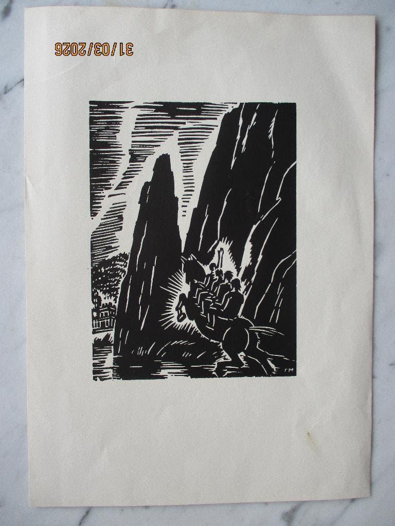 Ros Beiaard en de Vier Heemskinderen Frans Masereel, Antiek en Kunst, Dagelijks leven, Verzenden, Met monogram, Gravure