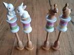 2 Sets handgemaakte paasdecoratie van houten klosjes 4, -, -, Ophalen of Verzenden, Zo goed als nieuw