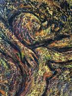 Peinture à l'huile Art Moderne Africain signée N'Gombo, Enlèvement