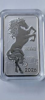 Cheval lunaire rectangulaire en argent de 1 oz à la menthe d, Timbres & Monnaies, Métaux nobles & Lingots, Enlèvement ou Envoi