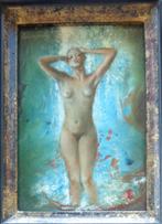 LINDESMET / STAAND NAAKT / TEMPERA PANEEL / 29x24cm / KADER, Ophalen of Verzenden