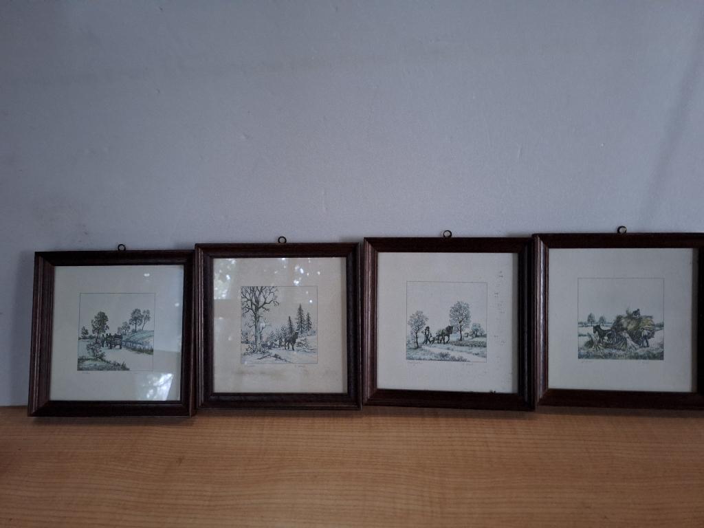 4 schilderijtjes 4 jaargetijden, Ophalen of Verzenden