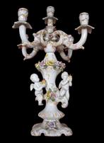 Capodimonte dubbeldelig porseleinen kandelaar., Ophalen, Keramiek of Aardewerk