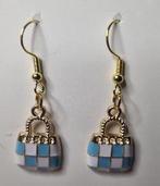 Boucles d'oreilles "Sac Bleu Pastel", Neuf, Or, Bleu, Pendantes