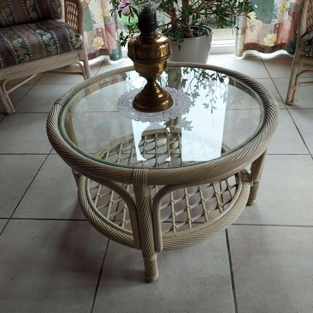 Rotan Tafel, Ophalen, 100 tot 150 cm, 50 tot 75 cm, Rond