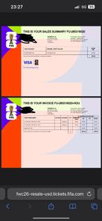 WK tickets Portugal-Uzbekistan, Losse kaart, Twee personen, Juni