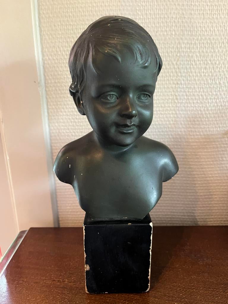 Vintage buste van kind, Ophalen, Gips, Gemerkt, Beeld