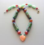 Collier millefiori de Venise anciennes, cornalines et lapis, Bijoux, Sacs & Beauté, Neuf, Pierre ou Minéral, Enlèvement ou Envoi