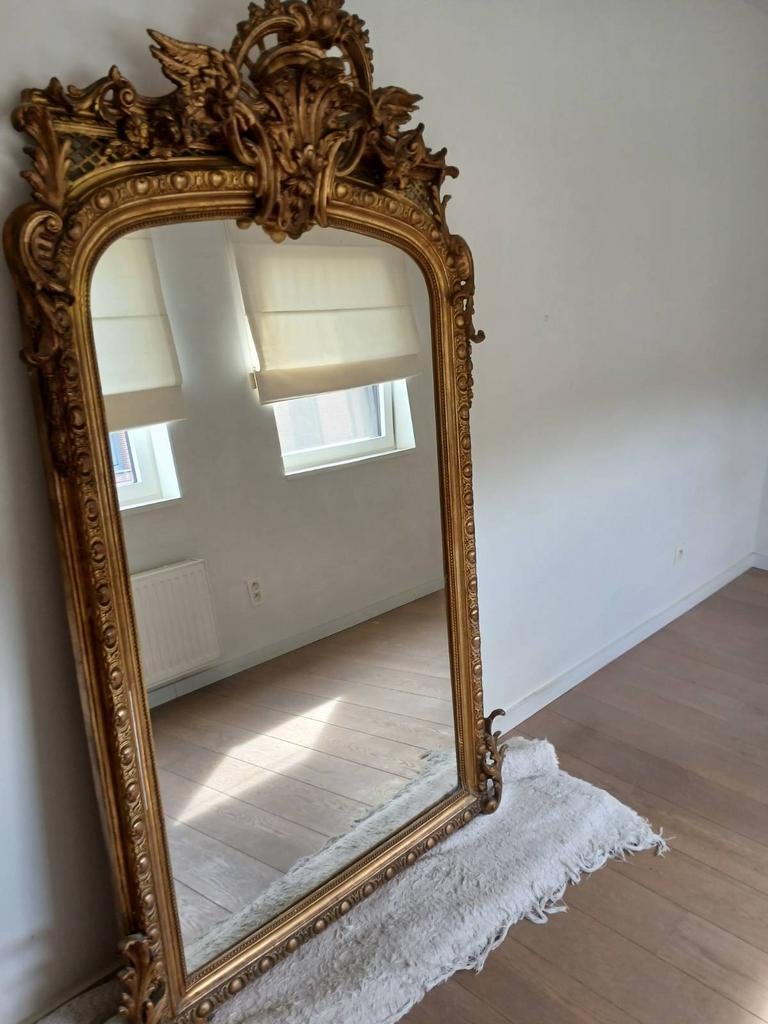 Grand miroir doré style baroque / Louis XV – très décoratif, Antiek en Kunst, Antiek | Spiegels