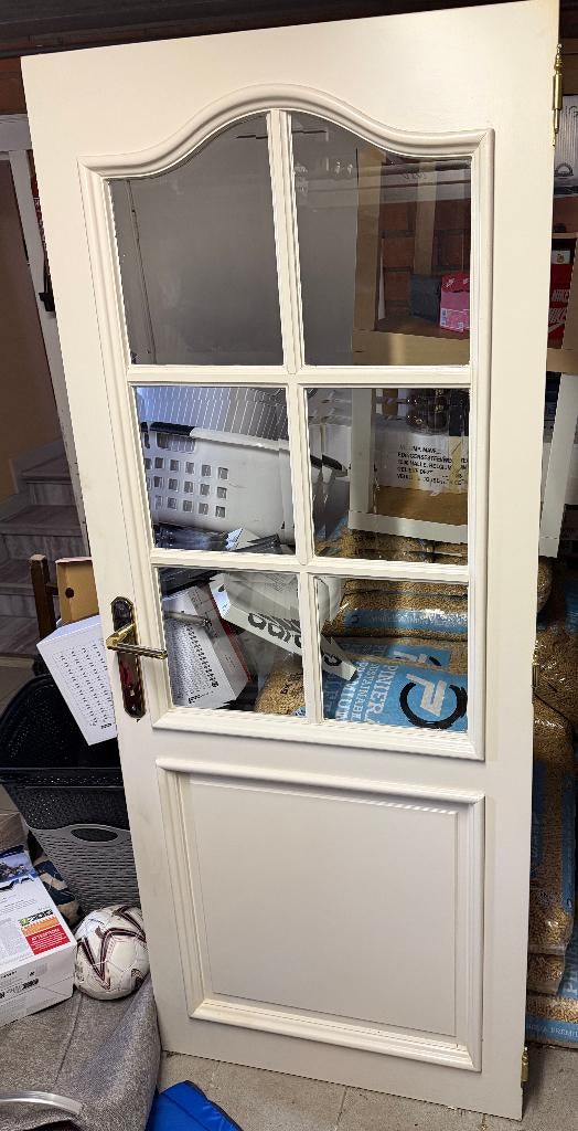 Binnendeur met glas, Ophalen, Gebruikt, 80 tot 100 cm, Binnendeur