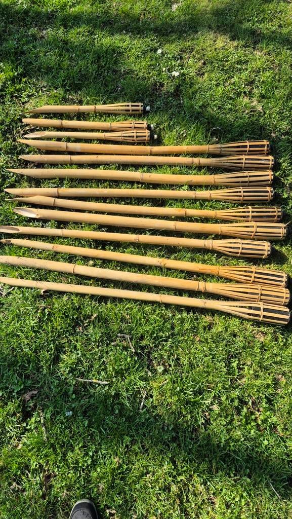 Torches de jardin en bambou, lampes à huile remplissables, Enlèvement