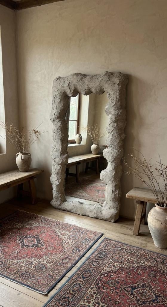 Miroir en béton Design Rock 136 x 75 cm, Maison & Meubles, Accessoires pour la Maison | Miroirs, Comme neuf, 50 à 75 cm, 100 à 150 cm