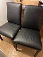 Leren stoel - 2 stuk, Huis en Inrichting, Ophalen, Zo goed als nieuw, Zwart, Leer