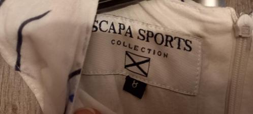 witte jurk met blauwe bloemen Scapa Sports maat 128, Kinderen en Baby's, Kinderkleding | Maat 128, Zo goed als nieuw, Meisje, Jurk of Rok