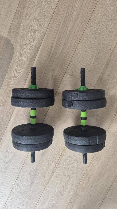 Herstelbare dumbbell set + EXTRA  gewichten, Sport en Fitness, Fitnessmaterialen, Zo goed als nieuw, Dumbbell, Armen, Ophalen