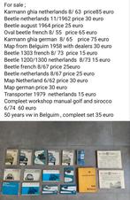 Verschillende handleidingen van volkswagen kever, bus ,, Auto diversen, Handleidingen en Instructieboekjes, Ophalen of Verzenden