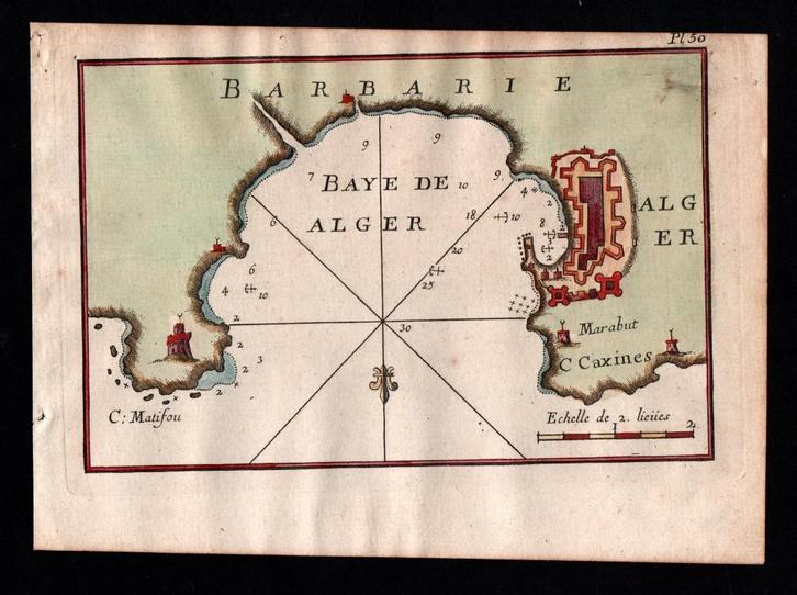 KAART KAART BAAI VAN ALGIERS 1749 DE BAAI VAN ALGIERS BARBAR, Boeken, Auto's | Folders en Tijdschriften, Gelezen, Verzenden