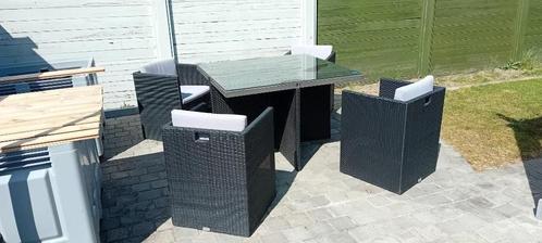 tuinset, Tuin en Terras, Tuinsets en Loungesets, Gebruikt, Tuinset, Kunststof, 4 zitplaatsen, Eettafel, Stoel, Ophalen