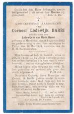 Bp. Barri Corneel. ° Mechelen 1912 † Putte 1924, Verzamelen, Bidprentjes en Rouwkaarten, Ophalen of Verzenden, Bidprentje