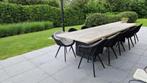 Table de jardin teak de 360 cm et 10 chaises avec coussins, Comme neuf, Rectangulaire, Enlèvement, Osier