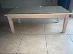 Belle table basse avec plateau en verre. 120 cm par 60 cm, Comme neuf, 100 à 150 cm, Autres essences de bois, Rectangulaire