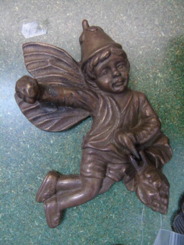 Klopper, bronzen deurbel, deurbel, een elf., Tuin en Terras, Tuinwanddecoratie, Nieuw, Ophalen