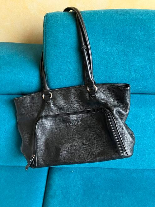 MAZARIN - LEDEN HANDTAS - kleur: zwart, Handtassen en Accessoires, Tassen | Schoudertassen, Zo goed als nieuw, Zwart, Leer, Ophalen