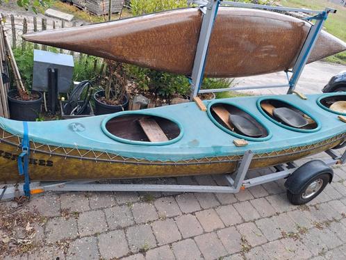 2 canadese gatz kano's inclusief trailer en uitrusting, Watersport en Boten, Kajaks, Gebruikt, Ophalen