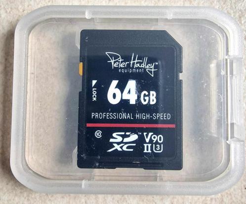Carte SD Peter Hadley 64GB SDXC 10 UHS-2 V90, TV, Hi-fi & Vidéo, Photo | Cartes mémoire, Neuf, SD, 64 GB, Appareil photo, Enlèvement