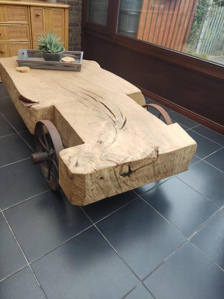 Unieke boomstamtafel, Huis en Inrichting, Tafels | Salontafels, Zo goed als nieuw, Minder dan 50 cm, 50 tot 100 cm, 150 tot 200 cm