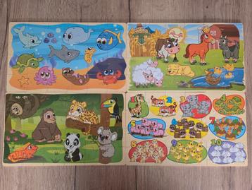 4 houten puzzels in opbergbox beschikbaar voor biedingen