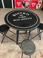 Bartafel met vier barkrukken, inklapbaar!!!, Huis en Inrichting, Tafels | Statafels, Ophalen, Zo goed als nieuw