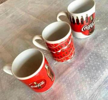 3x Coca Cola 1997 Mok Kom Beker Retro Vintage Verzamel cups beschikbaar voor biedingen