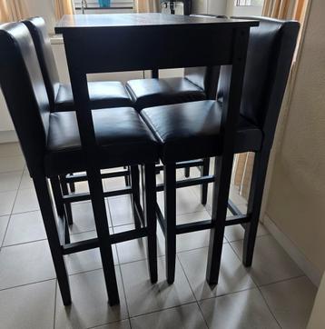 Bartafel met 4 stoelen, Enlèvement, Comme neuf