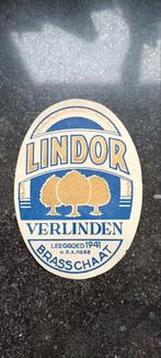 Oud bieretiket lindor oude br. VERLINDEN  BRASSCHAAT, Verzamelen, Ophalen of Verzenden, Zo goed als nieuw