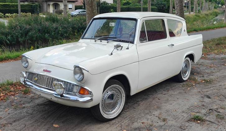Oldtimer Ford Anglia, Auto's, Ford, Particulier, Benzine, 3 deurs, Handgeschakeld, Wit, Ophalen