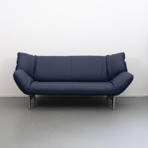 1x Leolux Tango 3 zits bank Kobaltblauw leder 203-223 cm, Huis en Inrichting, Zetels | Voetbanken en poefs