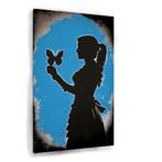 Banksy vrouw vlinder canvas 40x60cm - 18mm., Antiek en Kunst, Kunst | Schilderijen | Modern, Verzenden