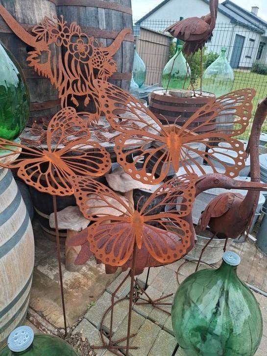 EYECATHER in elke tuin! Cortenstaal vlinderset in 3mm dikte!, Tuin en Terras, Tuinwanddecoratie, Ophalen