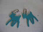 grote oorringen bambi metaal met zilver hanger 925, Handtassen en Accessoires, Oorbellen, Ophalen of Verzenden, Groen