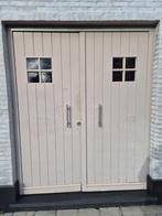 HOUTEN DUBBEL BUITENDEUR, Doe-het-zelf en Bouw, Ophalen, Gebruikt, Buitendeur, Glas