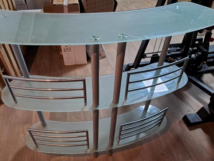 Bar meuble vintage verre opaque/ métal, Maison & Meubles, Dénudé, Comme neuf, Enlèvement