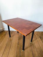 Vintage 1950 mid-century salontafel met houten inlegwerk, Ophalen of Verzenden
