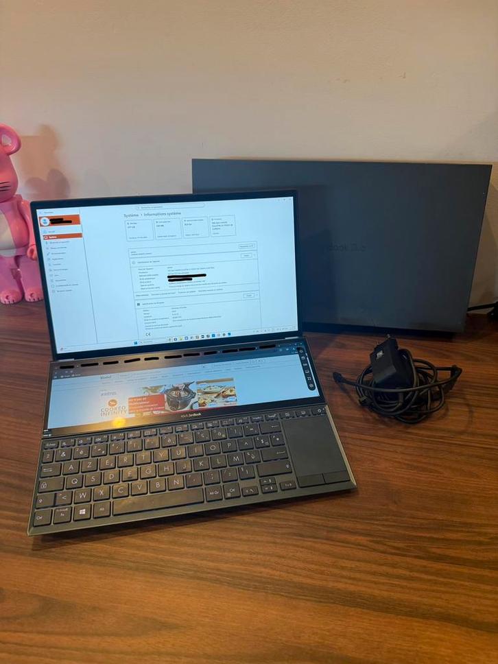 Asus ZenBook Duo UX482E, Informatique & Logiciels, Ordinateurs portables Windows, Comme neuf, 14 pouces, 2 à 3 Ghz, 16 GB, Azerty