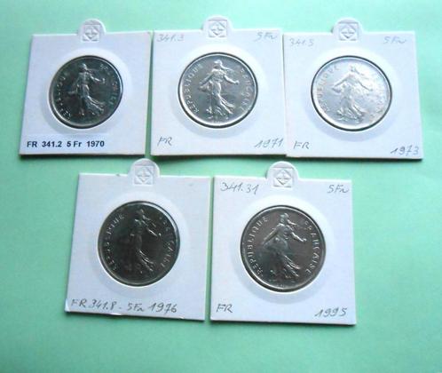 5 munten Frankrijk - 5 frank - verschillende jaren, Postzegels en Munten, Munten | Europa | Niet-Euromunten, Losse munt, Frankrijk